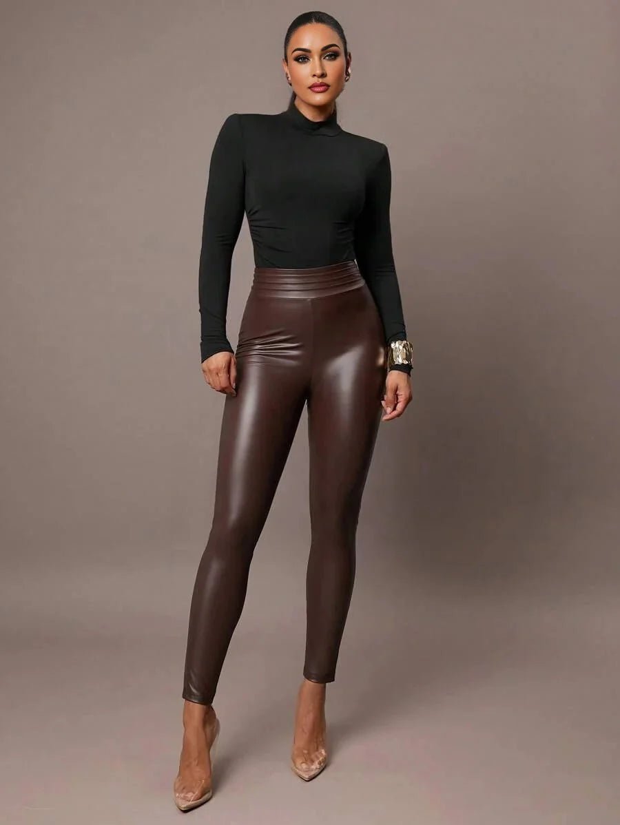 Cheyenne Bodysuit - High Stretch Knitted Fabric - Slim Fit - Long Sleeve Length - Casual Style - Backless, Ruched - Premium Quality