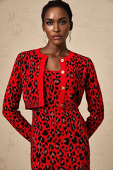 Cheyenne Cardigan - Leopard Pattern - Lurex Detailing - Front Button Fastening