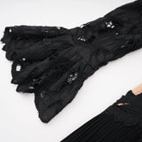 Chiara Black Lace Panel Pleated Midi Dress