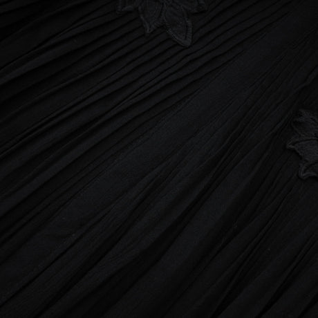 Chiara Black Lace Panel Pleated Midi Dress