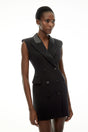 Chiara Black Sequin Blazer Dress with Lapel Collar