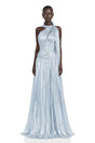 Chiara Blue Asymmetrical Pleated Maxi Dress