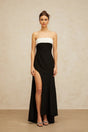 Chiara Maxi Dress Black Color - Block Off - Shoulder Slit Hem Zip Elegant Appeal