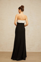 Chiara Maxi Dress Black Color - Block Off - Shoulder Slit Hem Zip Elegant Appeal