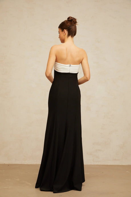 Chiara Maxi Dress Black Color - Block Off - Shoulder Slit Hem Zip Elegant Appeal