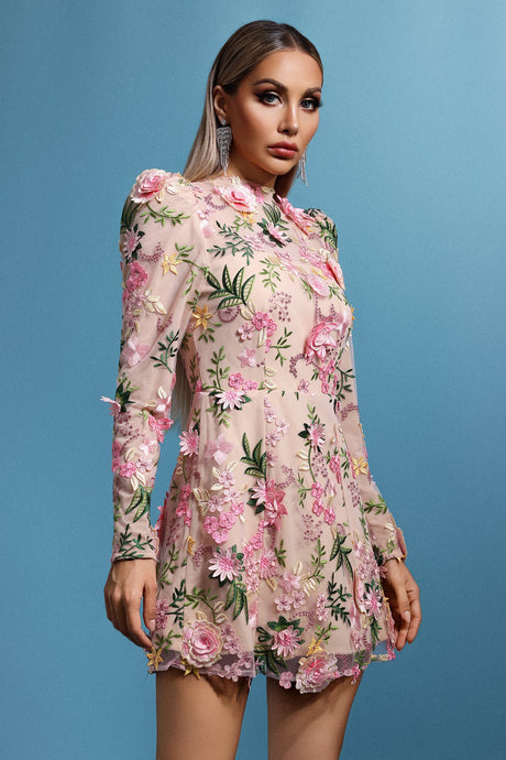 Chiara Pink Floral Mini Dress
