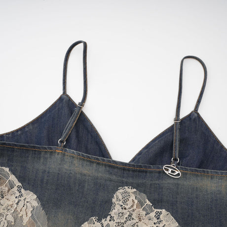 Chiara Top & Shorts - Denim Blend - Lace Detailing - Elasticated Waistband - Side Pockets