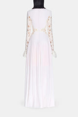 Chiara White Lace Panel Pleated Midi Dress