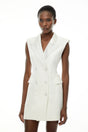 Chiara White Sequin Blazer Dress with Lapel Collar