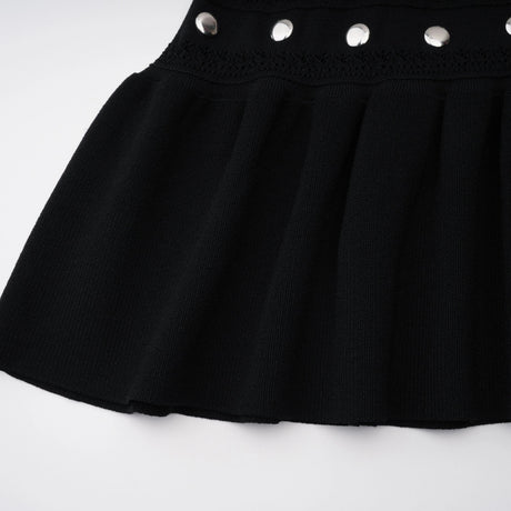 Chloé Black Long Sleeve Studded Crochet Knit Midi dress