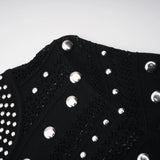Chloé Black Long Sleeve Studded Crochet Knit Midi dress