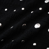 Chloé Black Long Sleeve Studded Crochet Knit Midi dress
