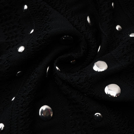 Chloé Black Long Sleeve Studded Crochet Knit Midi dress