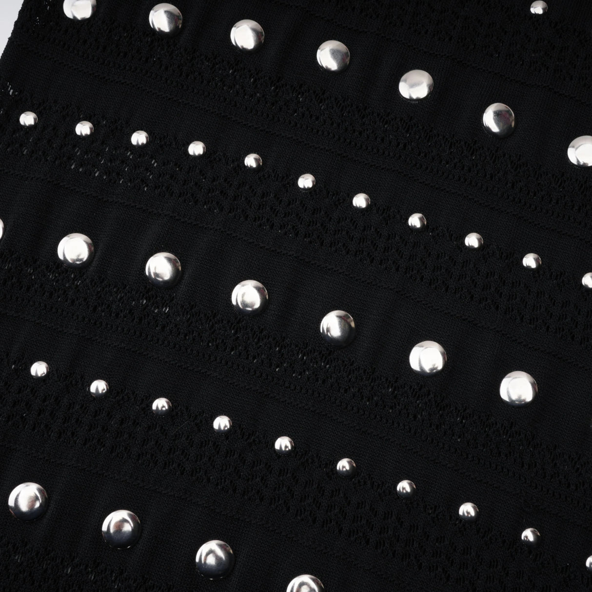 Chloé Black Long Sleeve Studded Crochet Knit Midi dress