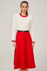 Chloé red longsleeve sequined patchwork midi dress