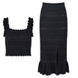 Chloe Top & Skirt Set - Body - Hugging Silhouette - Textured Fabric - Ruffled Details - Cut - Out Slit - Timeless Chic