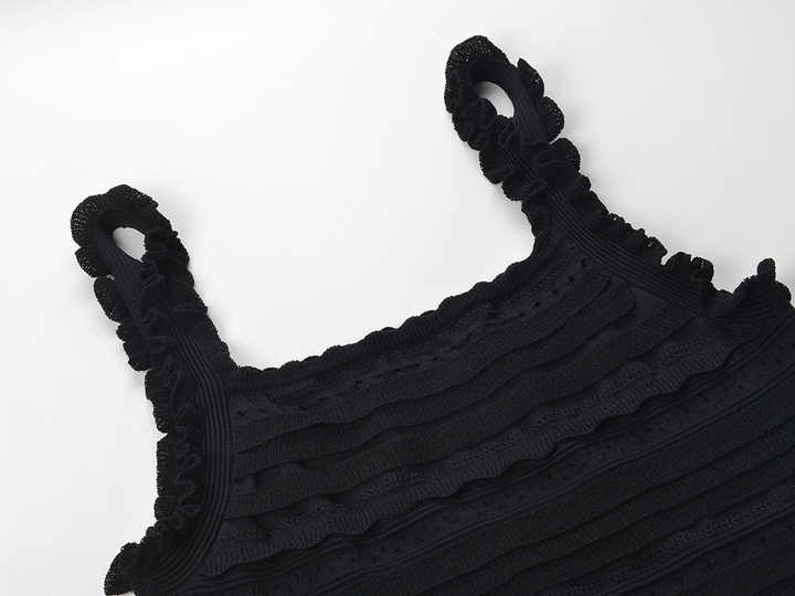 Chloe Top & Skirt Set - Body - Hugging Silhouette - Textured Fabric - Ruffled Details - Cut - Out Slit - Timeless Chic