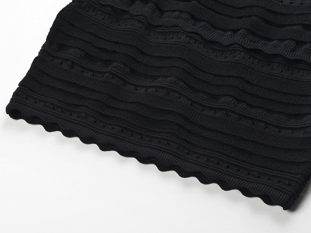 Chloe Top & Skirt Set - Body - Hugging Silhouette - Textured Fabric - Ruffled Details - Cut - Out Slit - Timeless Chic