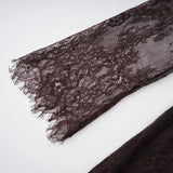 Christa Brown Floral Lace Maxi Dress with Cape