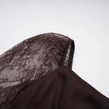 Christa Brown Floral Lace Maxi Dress with Cape