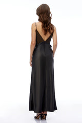Christina Black Maxi Dress with Lace Trim and 3D Florals