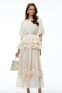 Chryseis Cream Round Neck Ruffled Maxi Dress