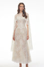 Cinzia Beige Sweetheart Lace Maxi Dress