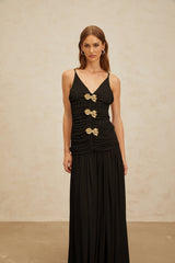 Cinzietta Top & Skirt - V - Neck - Pleated Detailing - Adjustable Straps - Ruched Detailing - Brooch Accent