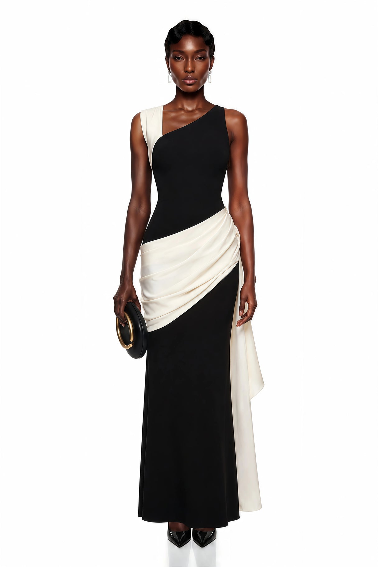 Circe Color Block Asymmetrical Maxi Dress