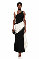 Circe Color Block Asymmetrical Maxi Dress