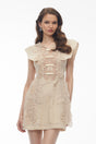 Cire White Embellished Mini Dress with Cap Sleeves