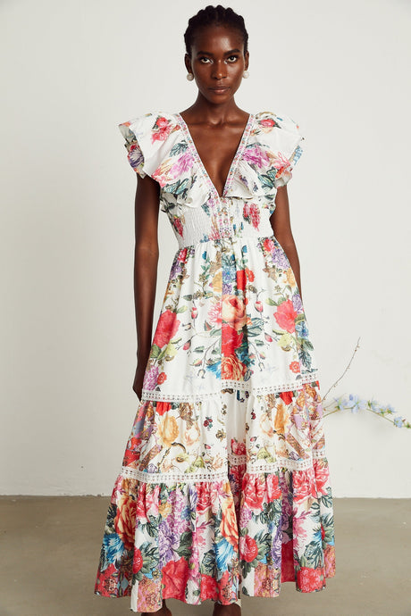 Claire floralprint ruffled midi dress