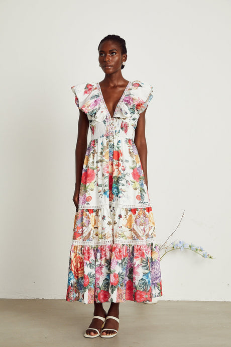 Claire floralprint ruffled midi dress