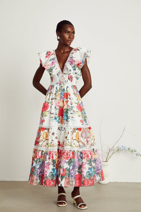 Claire floralprint ruffled midi dress