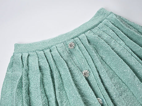 Clara Jacket & Skirt Set - Sophisticated Tweed Texture - Floral Embellishments - Pearl Button Detailing - Tailored Fit