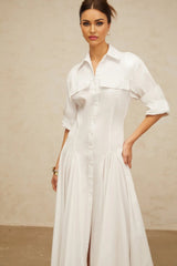 Clara Shirt Dress with Quality Craftsmanship in White