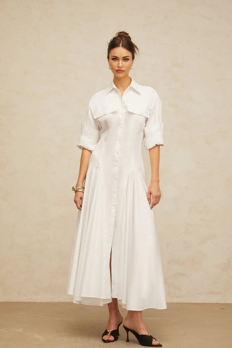 Clara Shirt Dress with Quality Craftsmanship in White