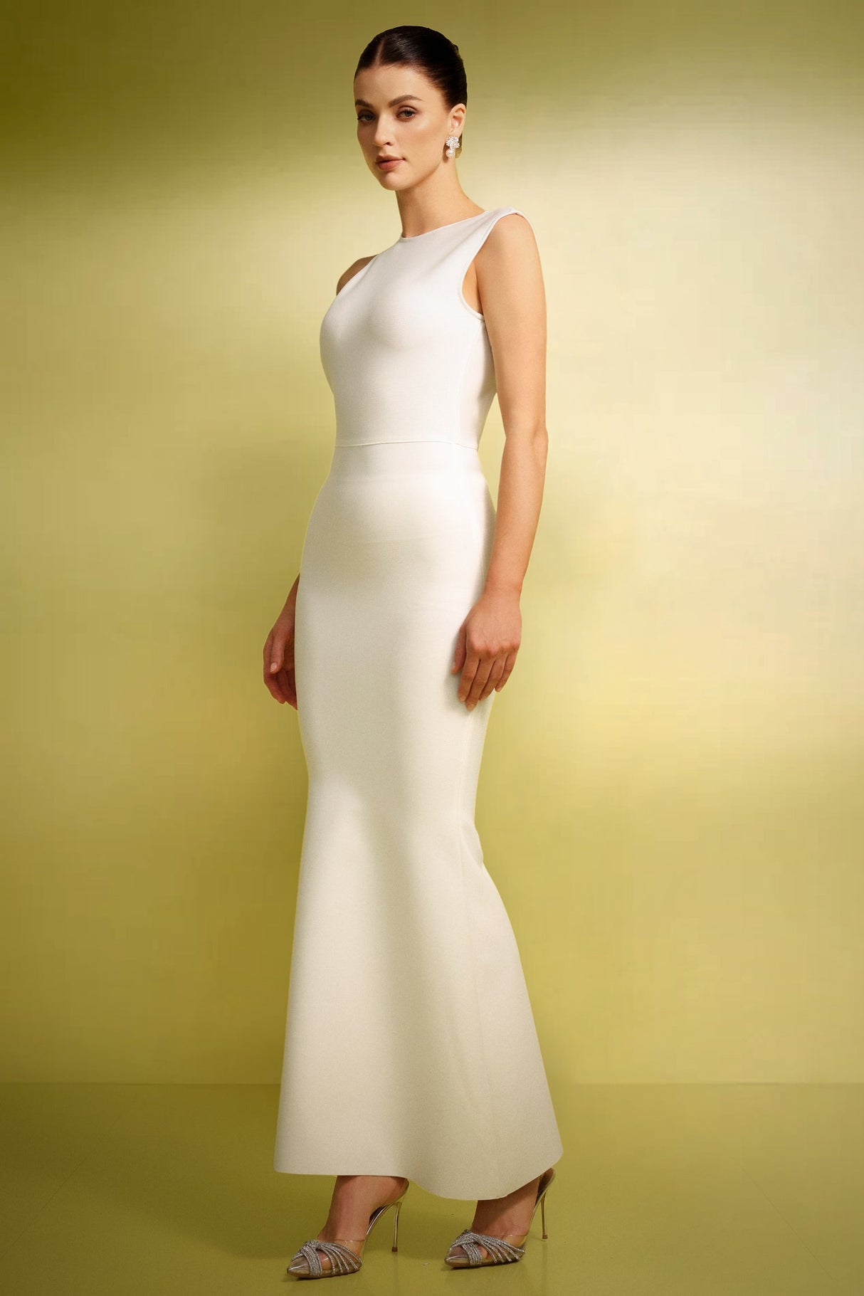 Clara White Bandage Maxi Dress Backless Formal Event Evening Wear