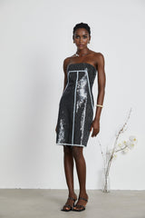 Clarissa Sequin Mini Dress - Sleeveless - Off the Shoulder - Corset Style - Embellished with Sequins