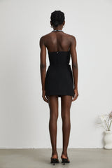 Clarissa Skirt & Top Set - Halterneck Top - Crystal Embellishment - Rear Zip Fastening - Cropped Design