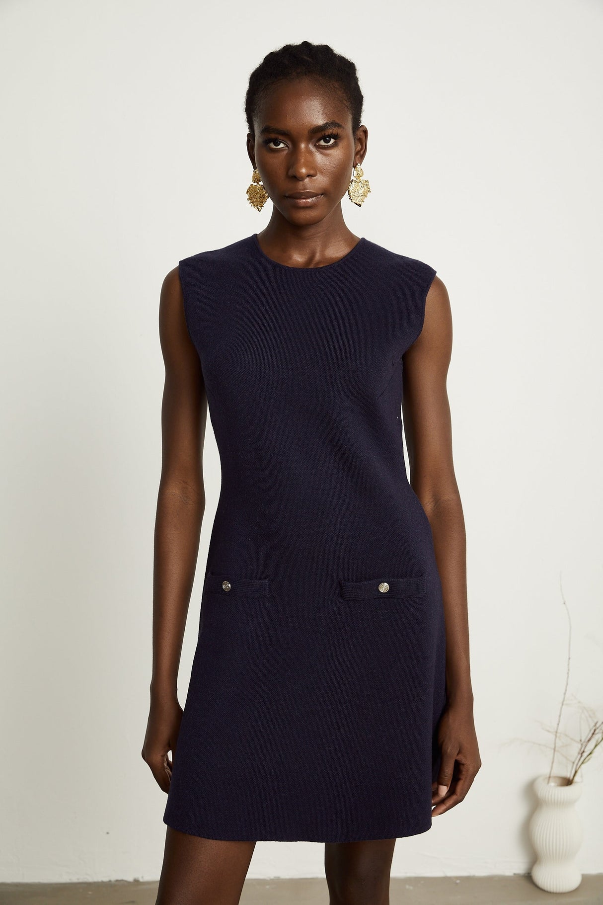 Clarisse darkblue knitted top  dress matching set