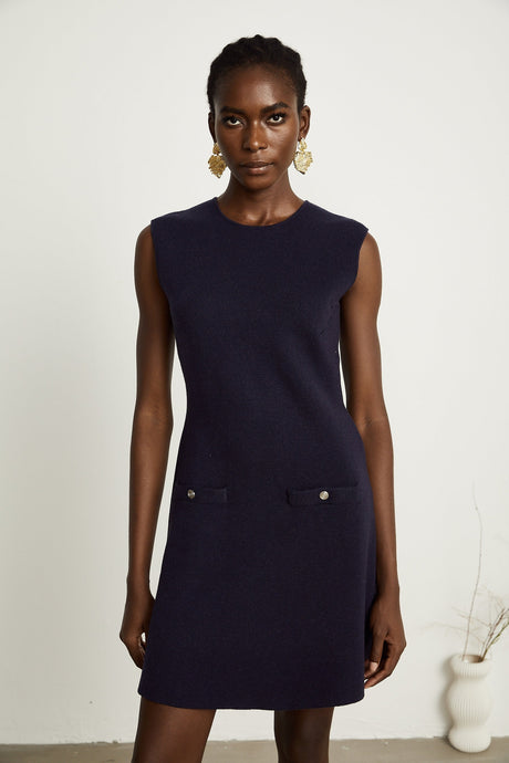 Clarisse darkblue knitted top  dress matching set