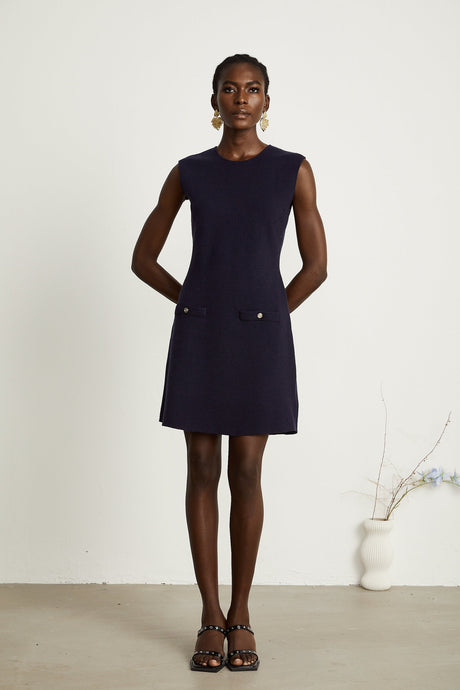 Clarisse darkblue knitted top  dress matching set