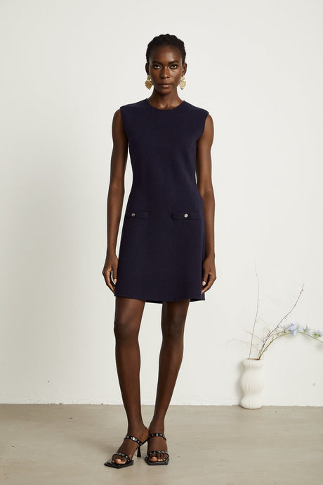 Clarisse darkblue knitted top  dress matching set