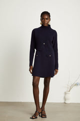 Clarisse darkblue knitted top  dress matching set
