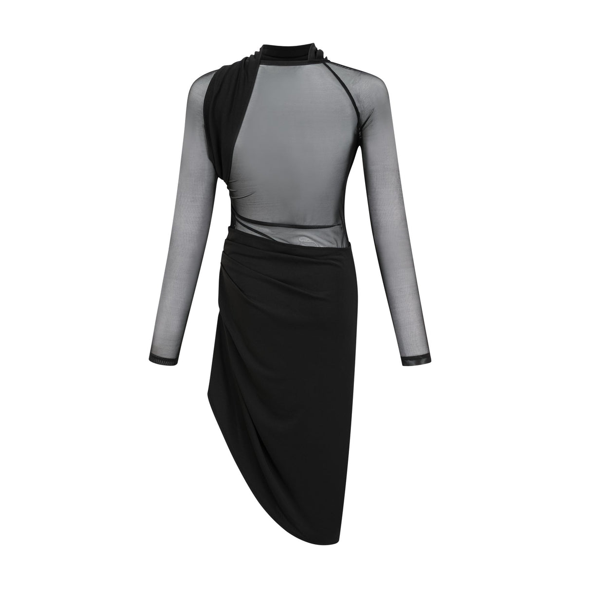 Clarisse semisheer ruched midi dress