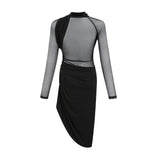 Clarisse semisheer ruched midi dress