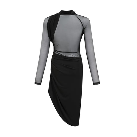 Clarisse semisheer ruched midi dress