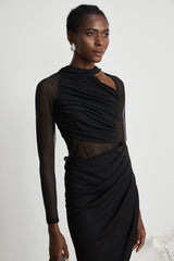 Clarisse semisheer ruched midi dress