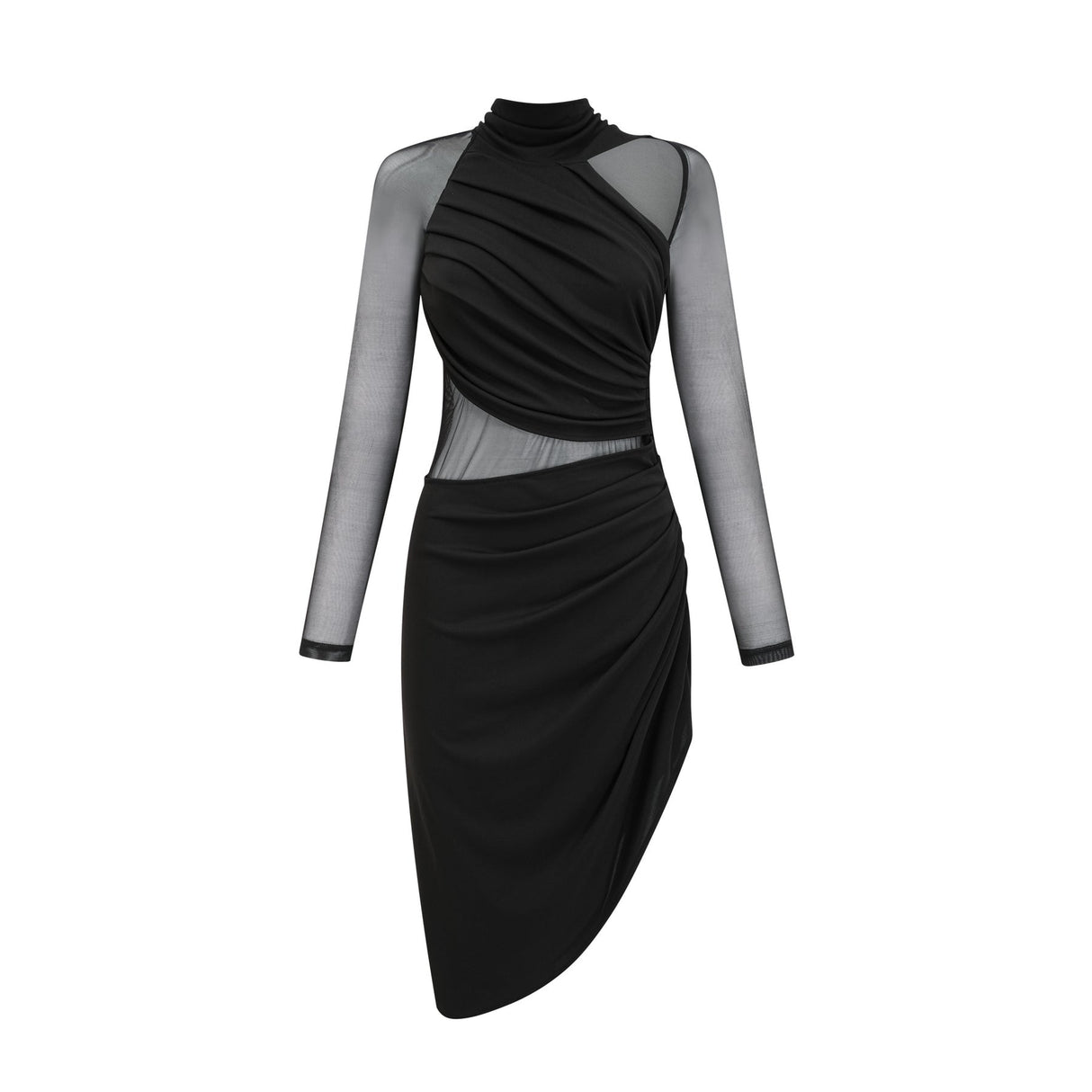 Clarisse semisheer ruched midi dress